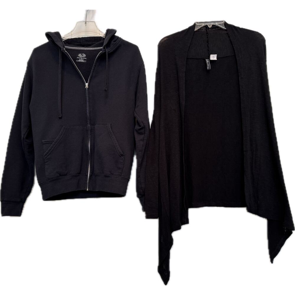 Lot of TWO: Women’s Hooded Sweatshirt & Long Hooded Cardigan, Size Small
